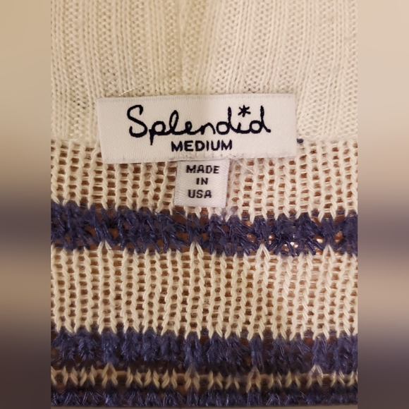 Splendid Blue and White Striped Long Cardigan - Size Medium - Picture 3 of 5